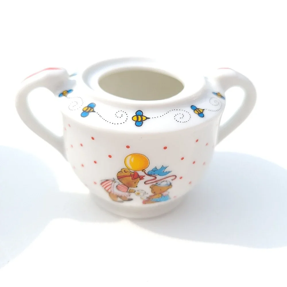 VTG Mary Engelbreit Neiman Marcus Childrens Tea Set Floral Teddy Bears Porcelain